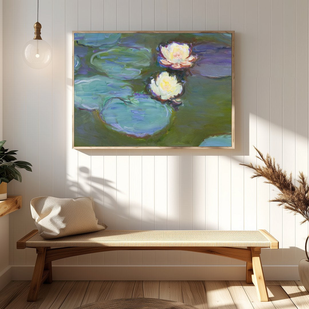 Experience the tranquil beauty of water lilies floating gracefully on serene waters. This stunning for Hallway