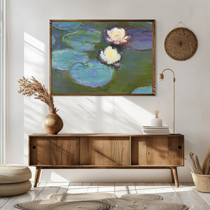 Experience the tranquil beauty of water lilies floating gracefully on serene waters. This stunning for Sitting Area
