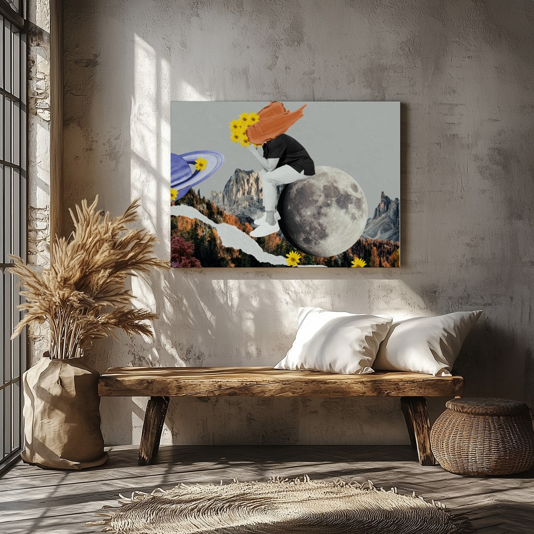 This captivating collage combines abstract surrealism with vibrant colors, creating a harmonious for Veranda