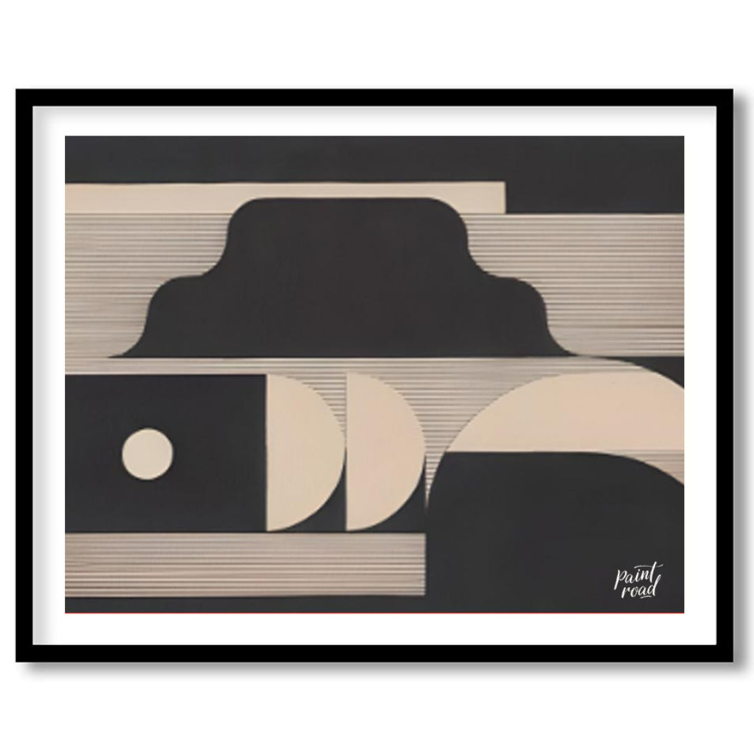 """Lunar Geometry"" presents a striking composition of geometric shapes in contrasting black and li… for house