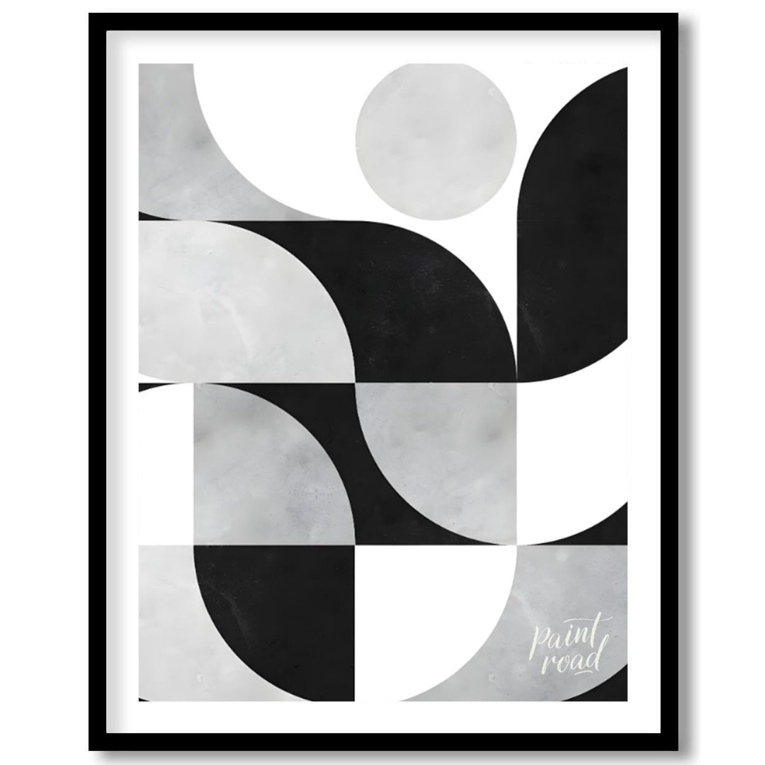 """Lunar Grid"" presents a striking geometric pattern in black, white, and gray tones, reminiscent … for house