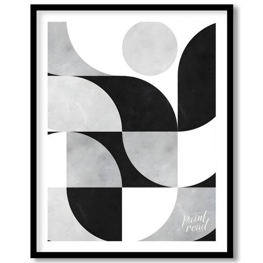 """Lunar Grid"" presents a striking geometric pattern in black, white, and gray tones, reminiscent … for house