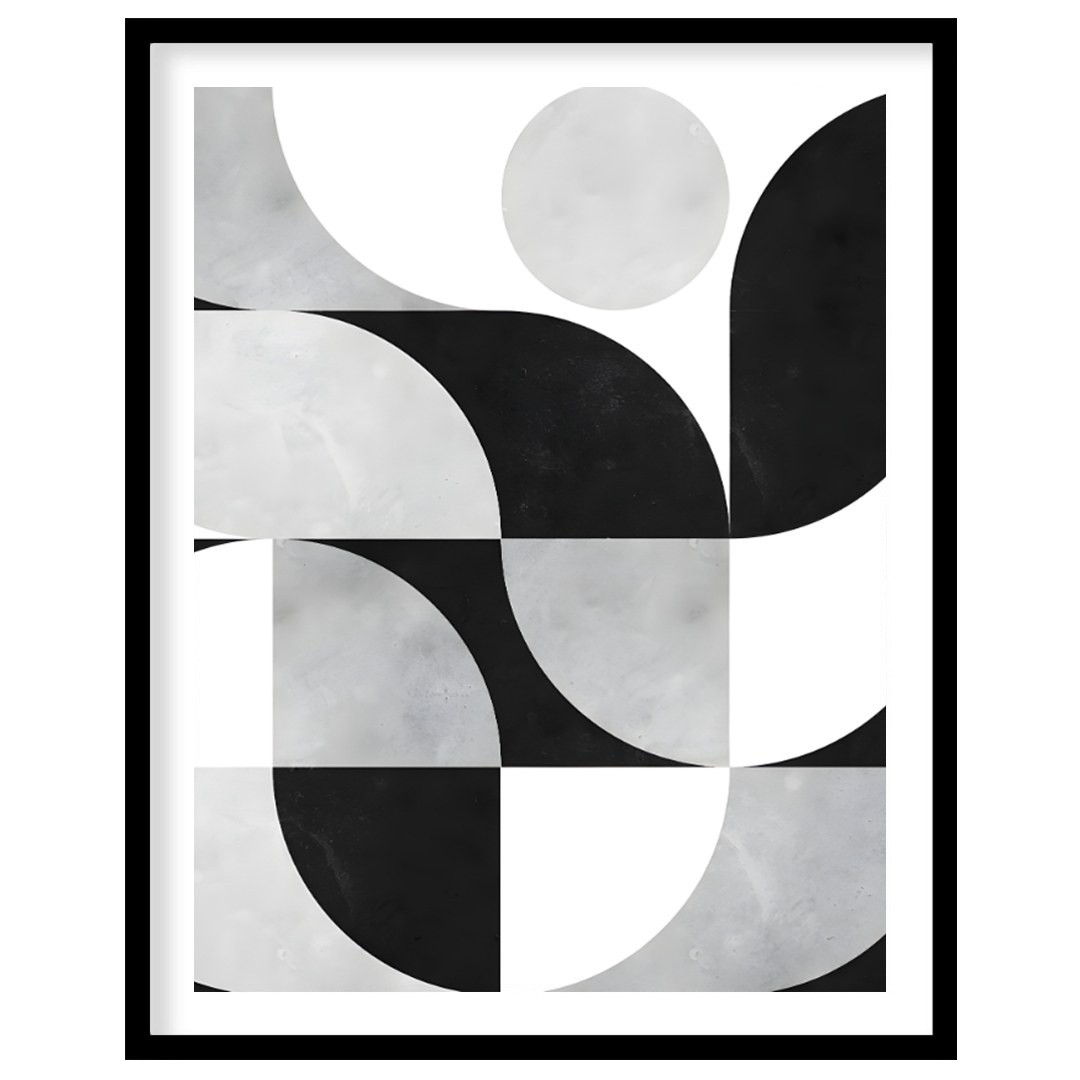 """Lunar Grid"" presents a striking geometric pattern in black, white, and gray tones, reminiscent … for house
