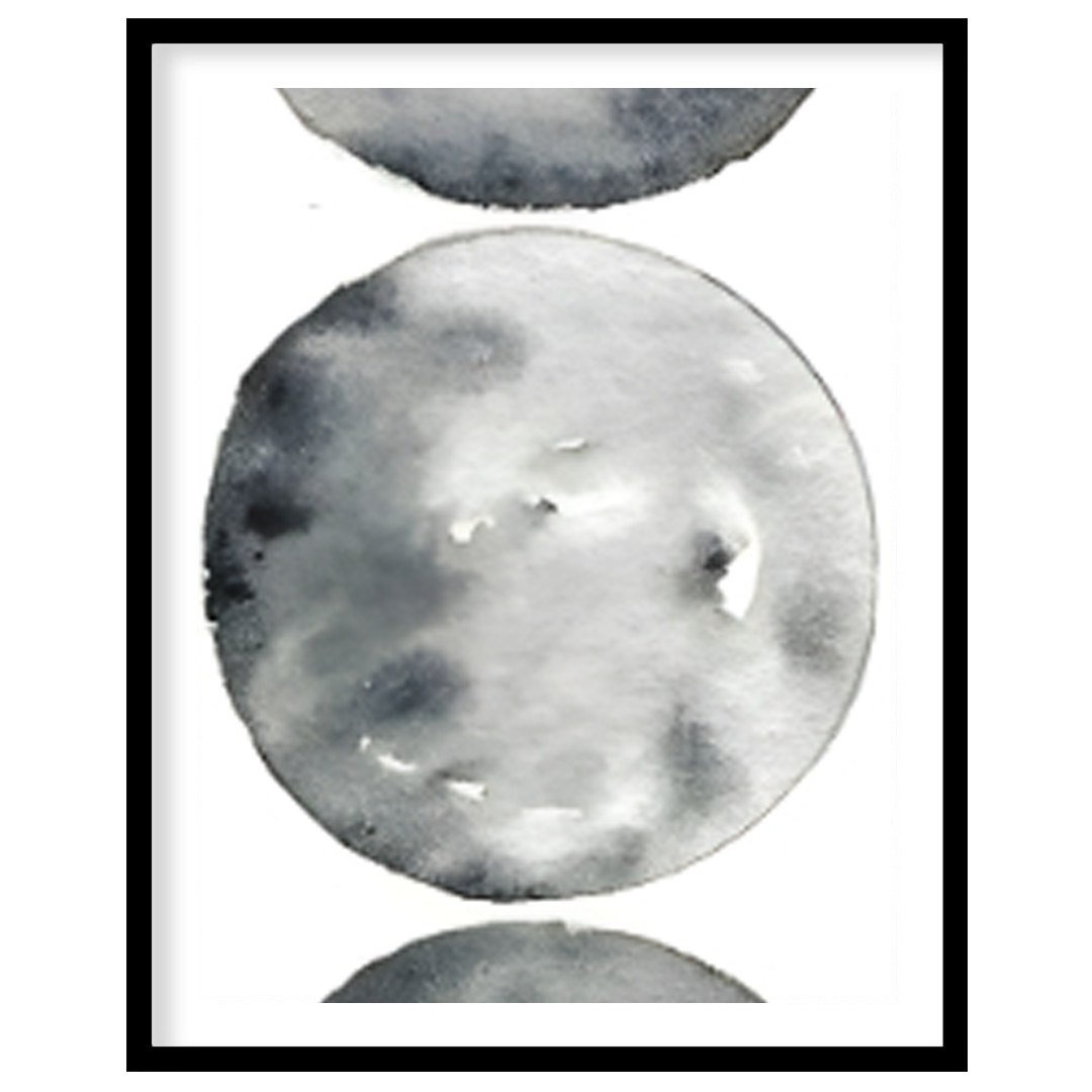 """Lunar Phases"" presents a delicate watercolor rendering of the moon's cycle, depicted in a verti… for place