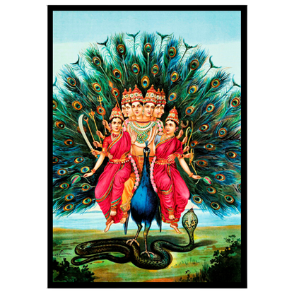 Evoke a sense of spiritual grace with this captivating depiction of Lord Murugan. Surrounded by for room