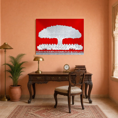 Immerse yourself in the vibrant elegance of this Pichwai art depicting the sacred Tree of Life. for Study
