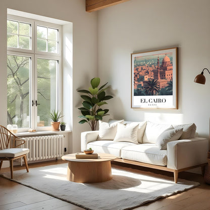 Experience the enigmatic beauty of Cairo with this captivating wall art. Featuring the iconic for Living Room