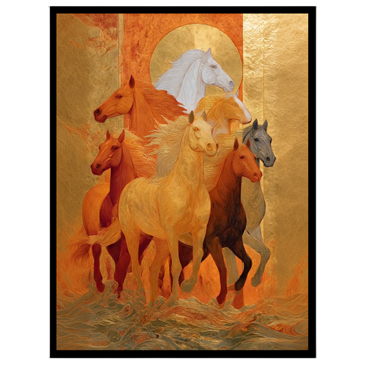 Immerse your space in elegance with this exquisite artwork depicting a regal procession of horses for studio