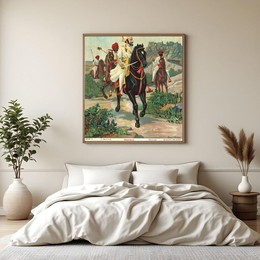 This captivating artwork depicts a noble cavalry leader poised with regal authority. The vibrant for Bedroom
