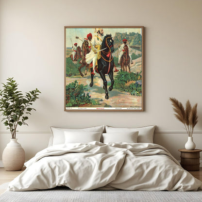 This captivating artwork depicts a noble cavalry leader poised with regal authority. The vibrant for Bedroom