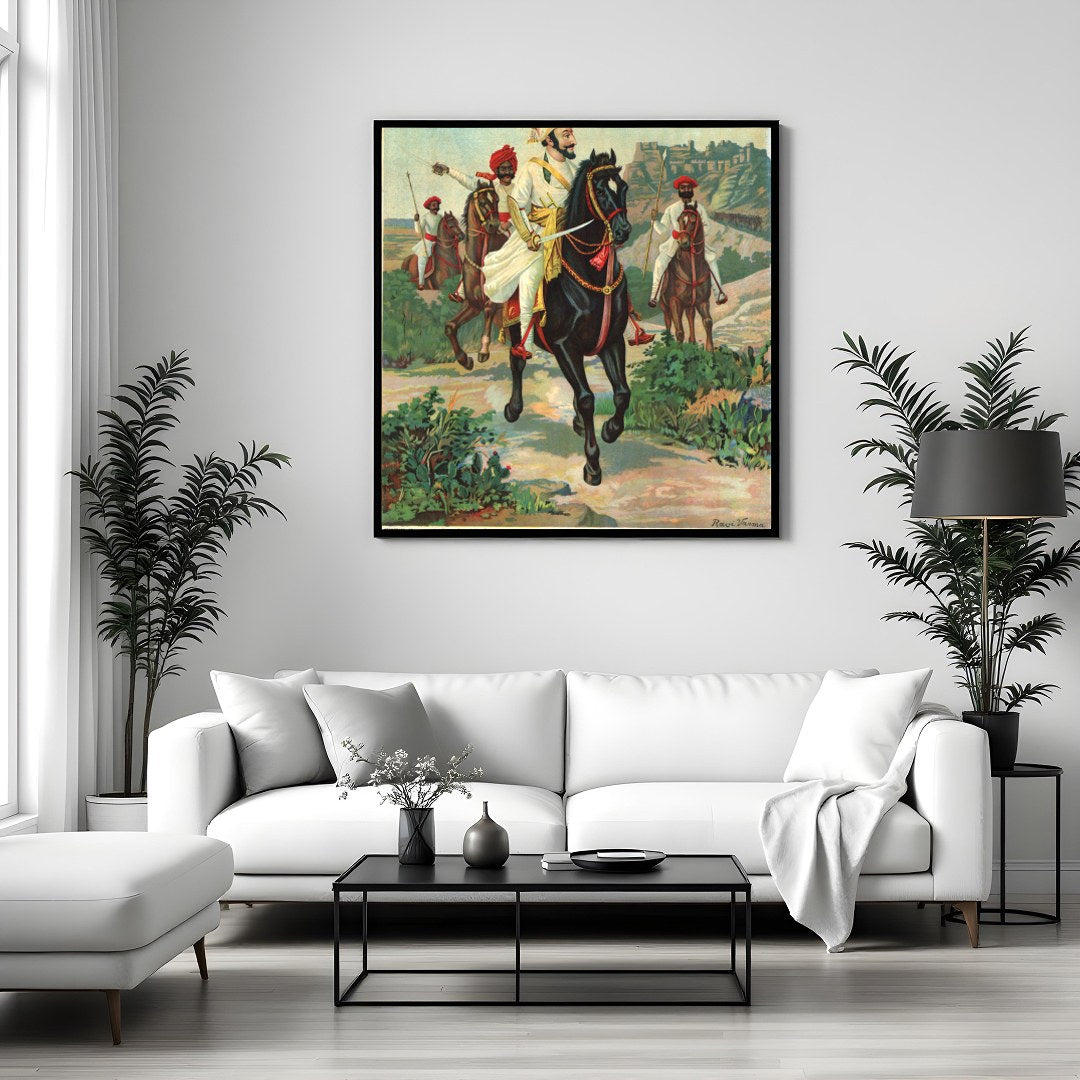This captivating artwork depicts a noble cavalry leader poised with regal authority. The vibrant for Sitting Area