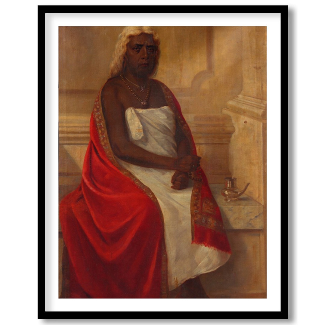 This striking portrait captures the essence of nobility and introspection, adorned with rich for area