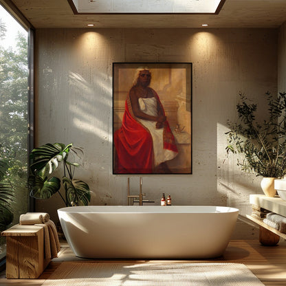 This striking portrait captures the essence of nobility and introspection, adorned with rich for Bathroom