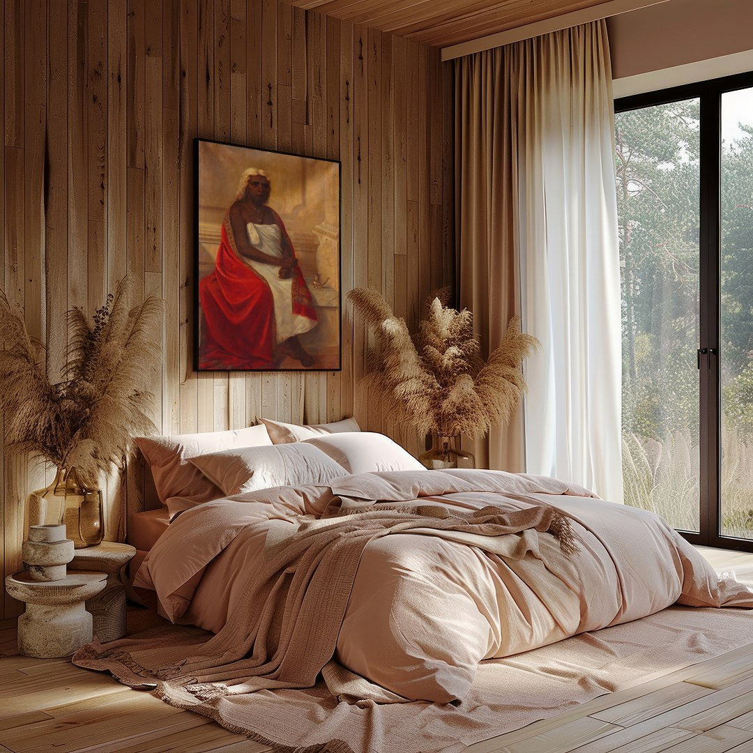 This striking portrait captures the essence of nobility and introspection, adorned with rich for Bedroom