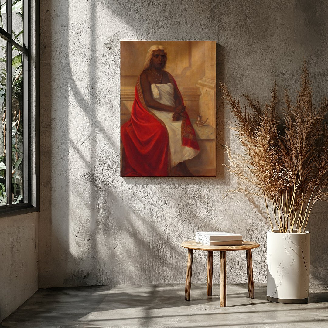 This striking portrait captures the essence of nobility and introspection, adorned with rich for Entrance