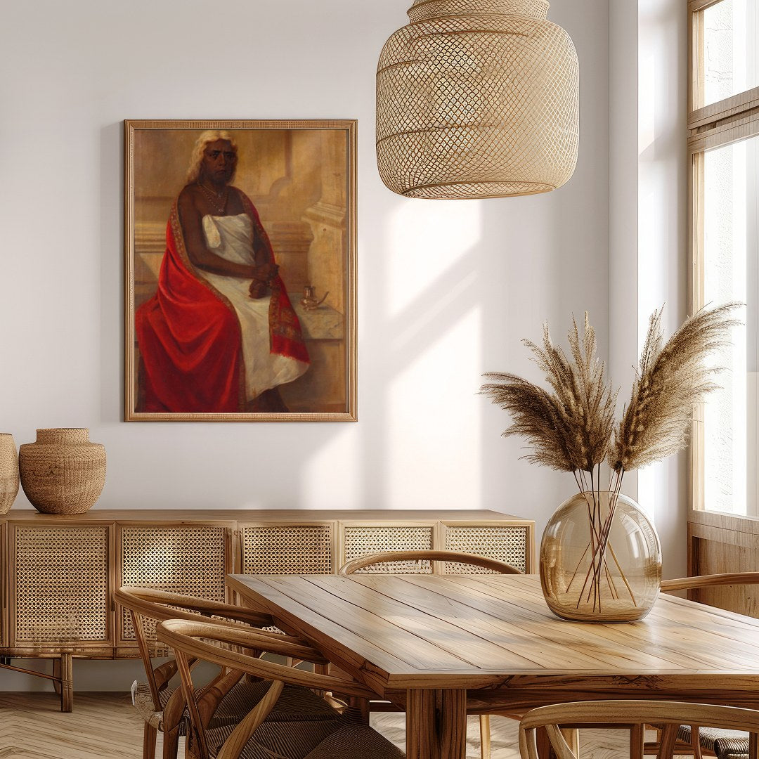 This striking portrait captures the essence of nobility and introspection, adorned with rich for Extra Kitchen