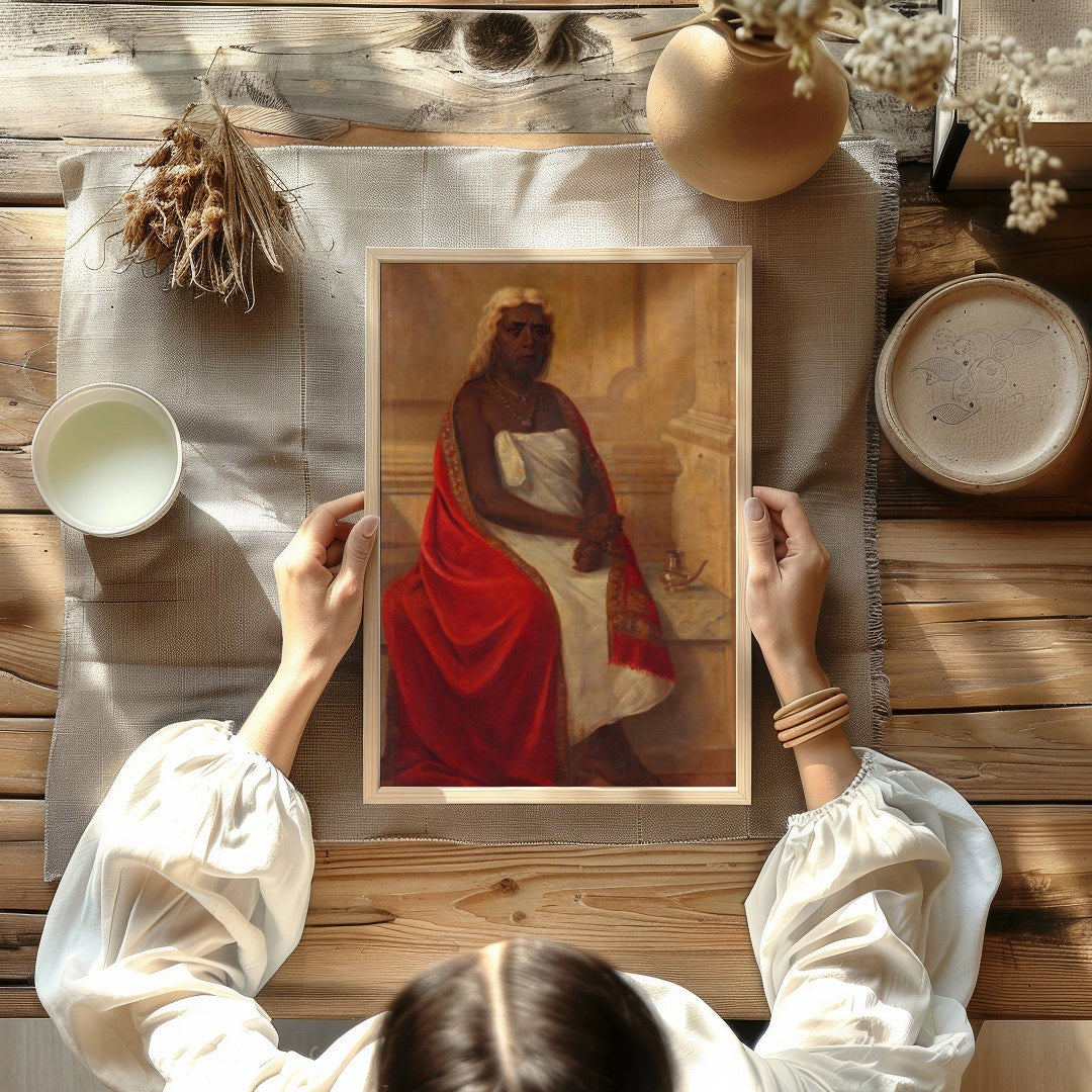 This striking portrait captures the essence of nobility and introspection, adorned with rich for Kitchen