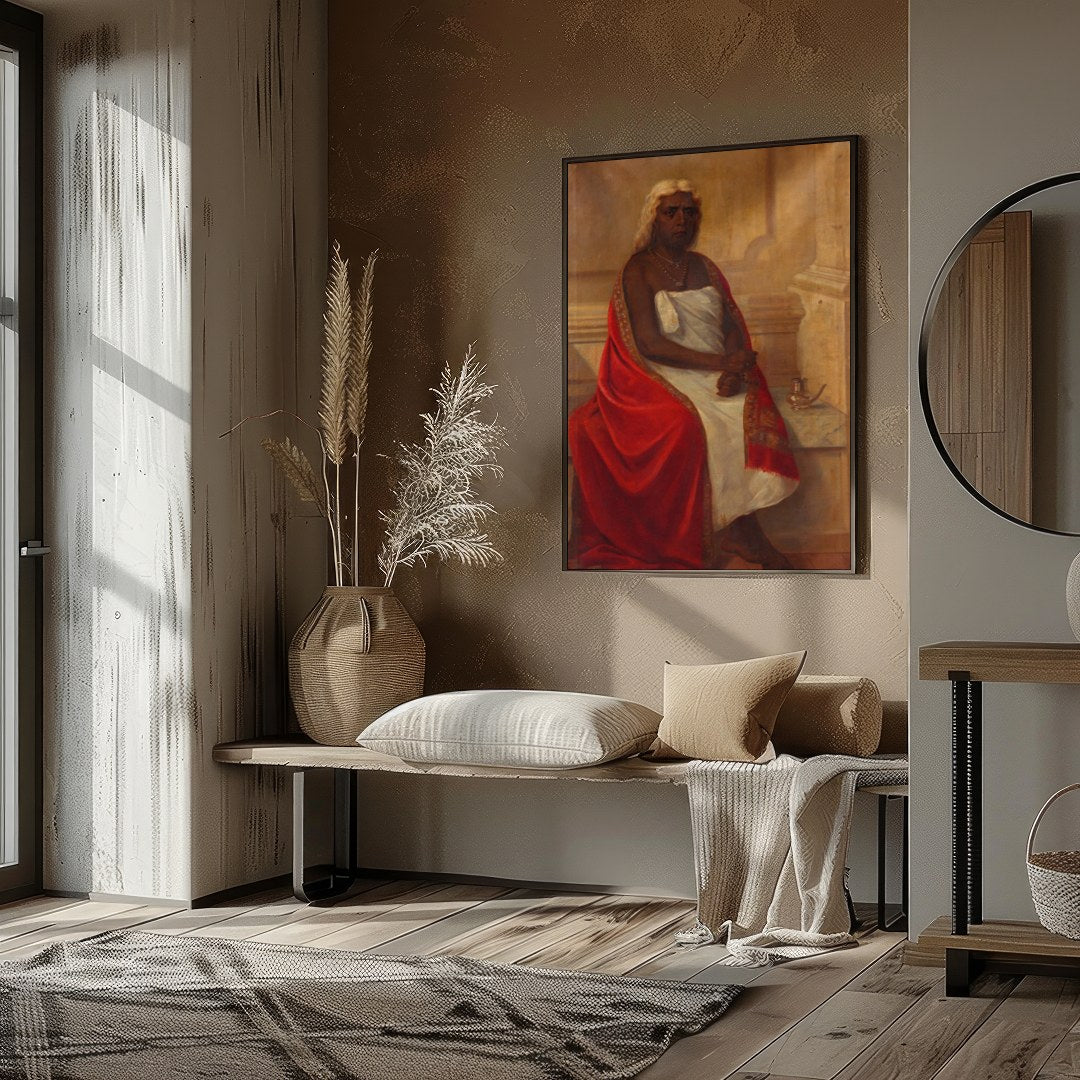 This striking portrait captures the essence of nobility and introspection, adorned with rich for living-space