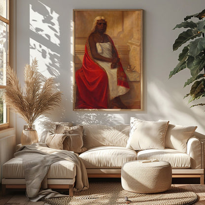 This striking portrait captures the essence of nobility and introspection, adorned with rich for Sitting Area