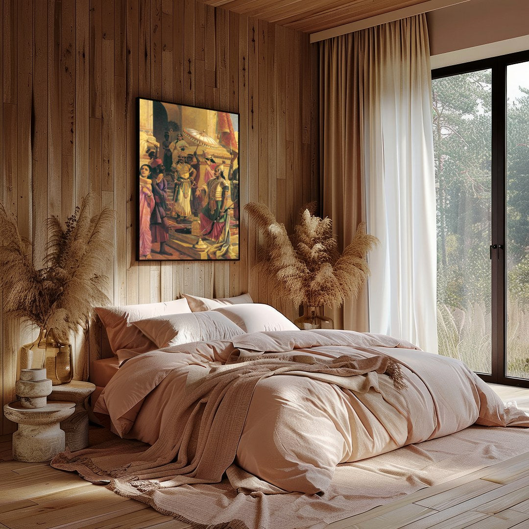 Immerse yourself in the grandeur of a historical court scene, expertly depicting intricate details for Bedroom