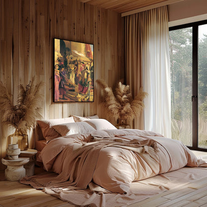 Immerse yourself in the grandeur of a historical court scene, expertly depicting intricate details for Bedroom