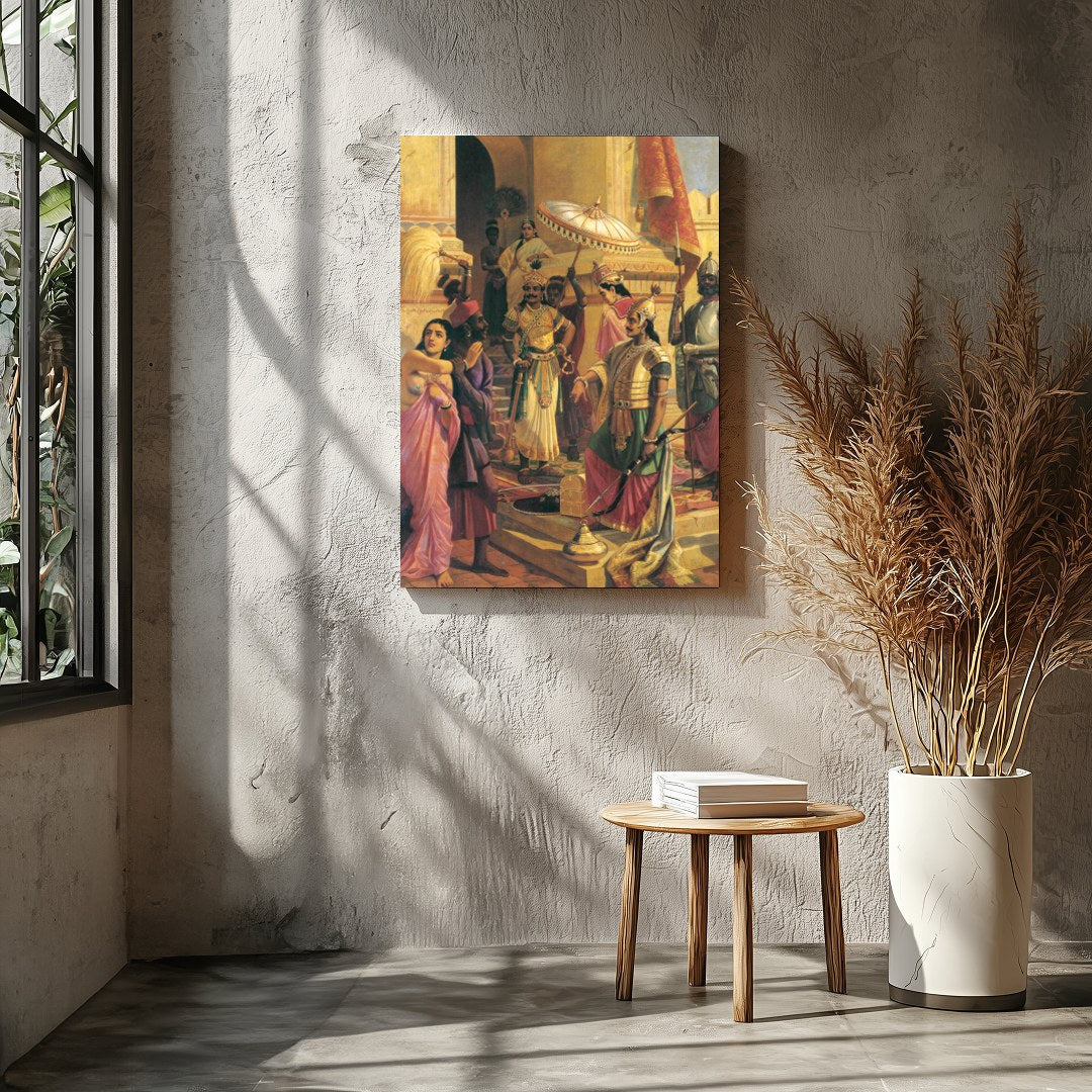 Immerse yourself in the grandeur of a historical court scene, expertly depicting intricate details for Entrance