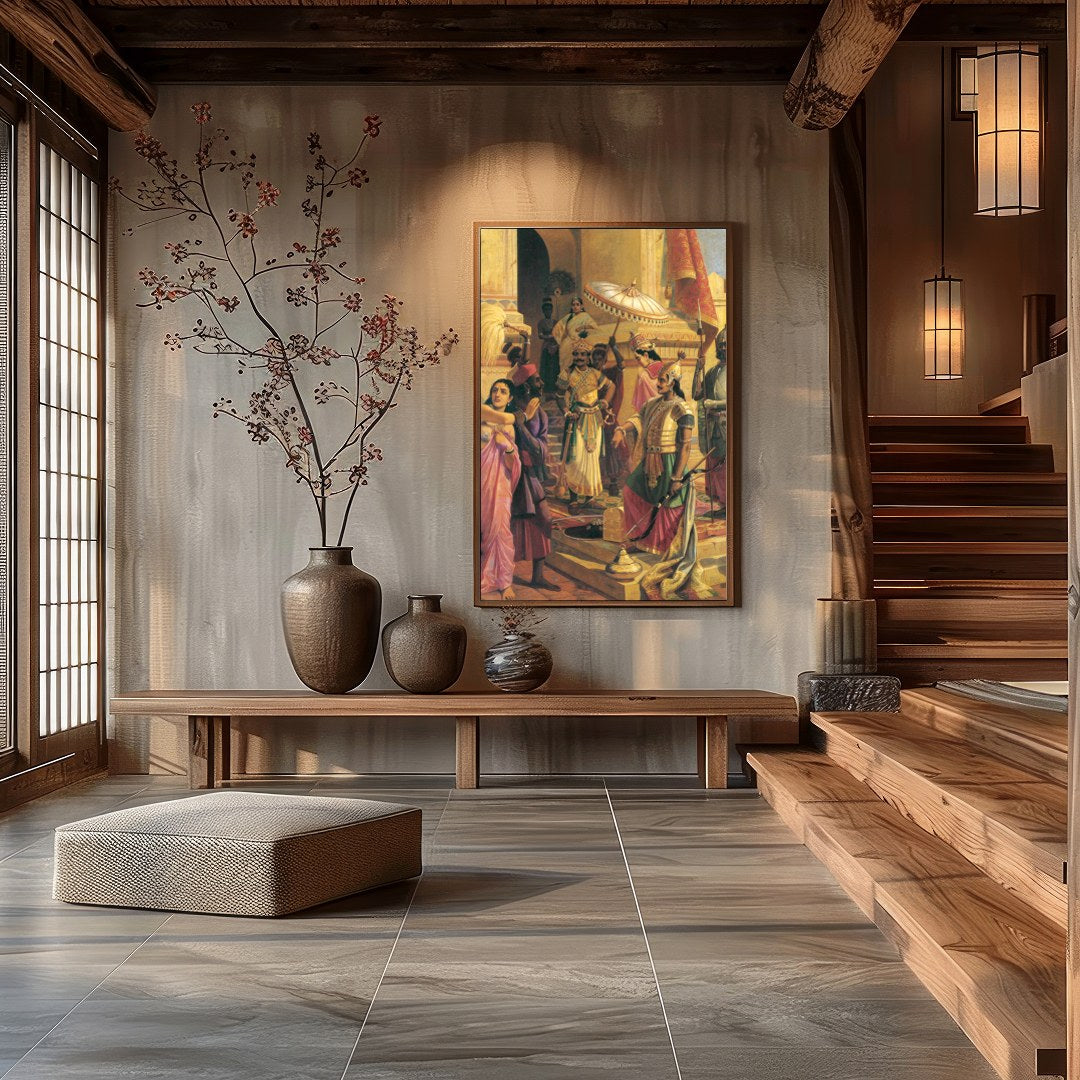Immerse yourself in the grandeur of a historical court scene, expertly depicting intricate details for Hall
