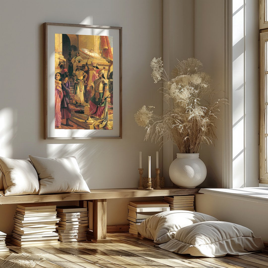Immerse yourself in the grandeur of a historical court scene, expertly depicting intricate details for loft