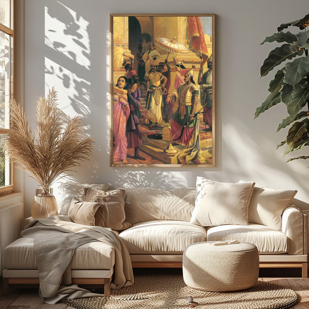 Immerse yourself in the grandeur of a historical court scene, expertly depicting intricate details for Sitting Area