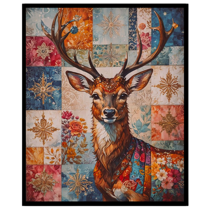 Enchant your space with this captivating art print featuring a noble deer adorned with a rich for interior