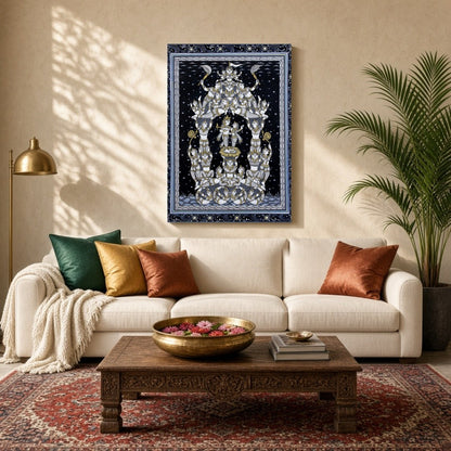 Experience the intricate beauty of this Pattachitra artwork, featuring a majestic assembly of for Living Room