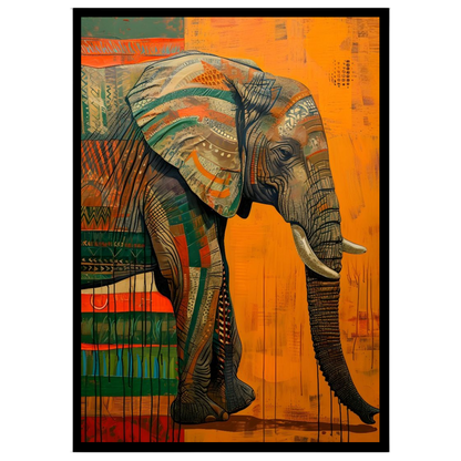 Immerse yourself in the grandeur of this majestic elephant artwork, showcasing vibrant contemporary for kitchen