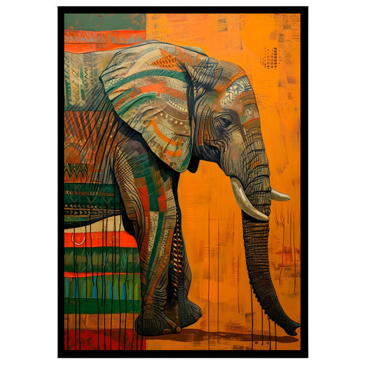 Immerse yourself in the grandeur of this majestic elephant artwork, showcasing vibrant contemporary for kitchen