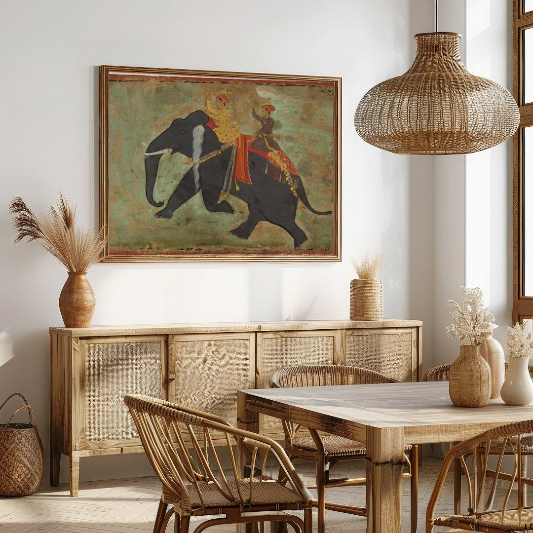 Experience the allure of ancient cultural traditions with this exquisite artwork featuring a regal for Dining