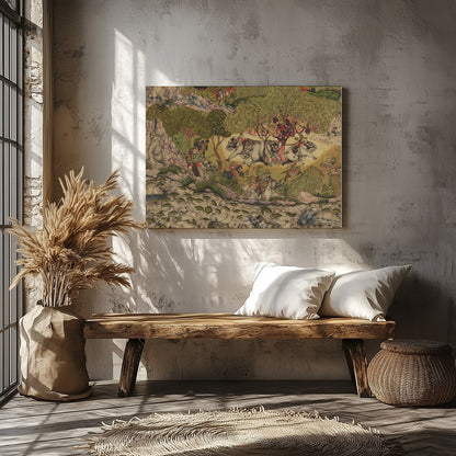 This exquisite artwork captures a vibrant scene of elephants journeying through a lush, verdant for Veranda