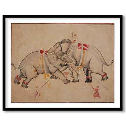 Imbued with tranquility and grace, 'Majestic Elephants Dance' captures a timeless moment of for gallery