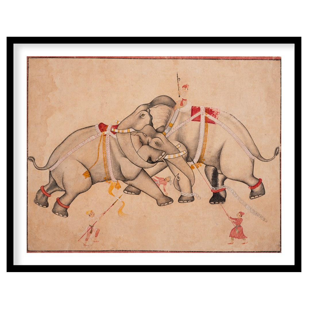 Imbued with tranquility and grace, 'Majestic Elephants Dance' captures a timeless moment of for gallery