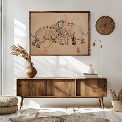 Imbued with tranquility and grace, 'Majestic Elephants Dance' captures a timeless moment of for Sitting Area
