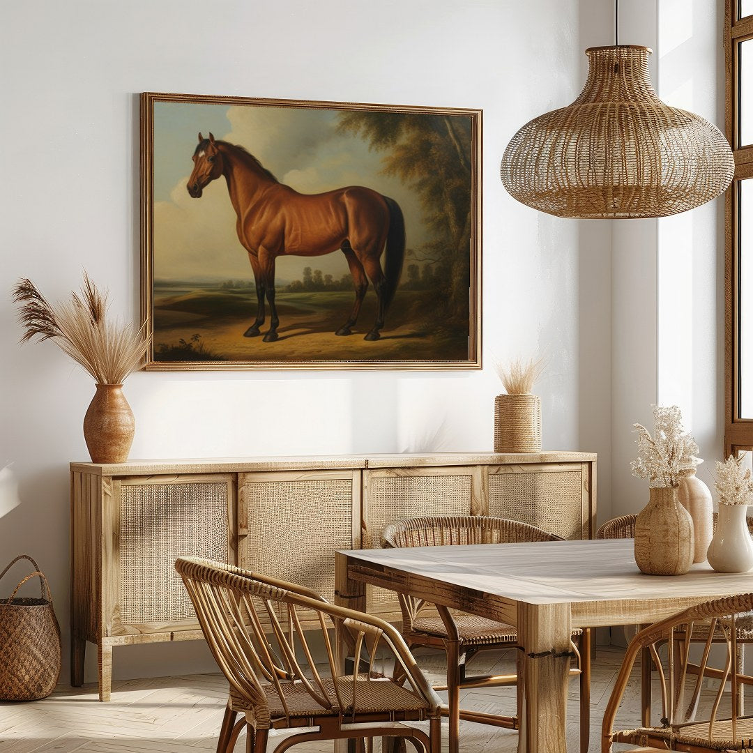 Embrace the timeless grace of this equine masterpiece, capturing the serene beauty and nobility of for Dining