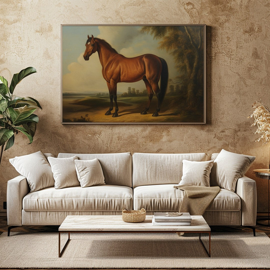 Embrace the timeless grace of this equine masterpiece, capturing the serene beauty and nobility of for Family Room