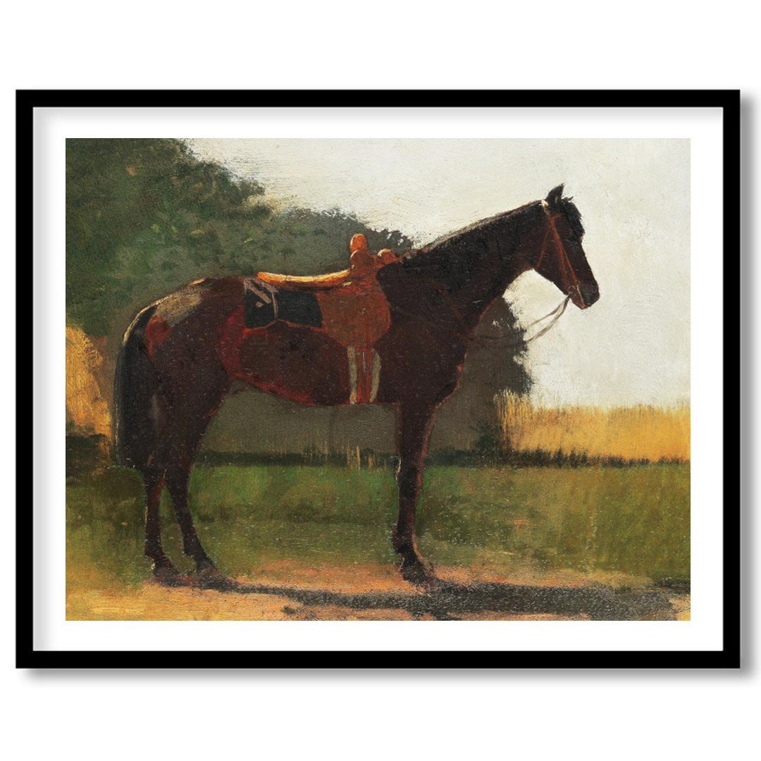 Immerse yourself in the tranquility of this captivating artwork featuring a majestic horse against for studio