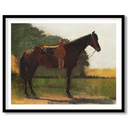 Immerse yourself in the tranquility of this captivating artwork featuring a majestic horse against for studio