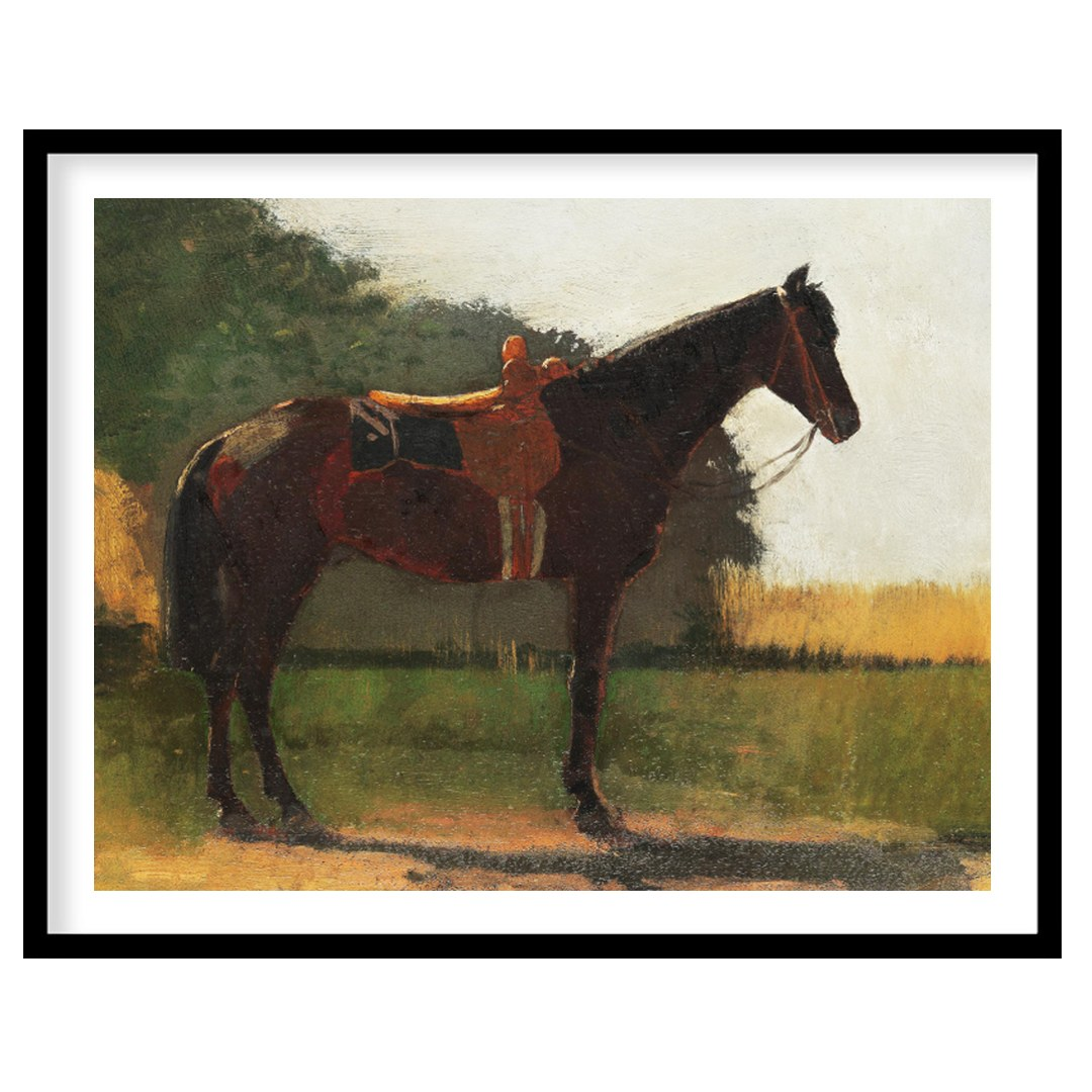 Immerse yourself in the tranquility of this captivating artwork featuring a majestic horse against for studio