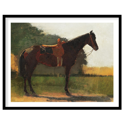 Immerse yourself in the tranquility of this captivating artwork featuring a majestic horse against for studio