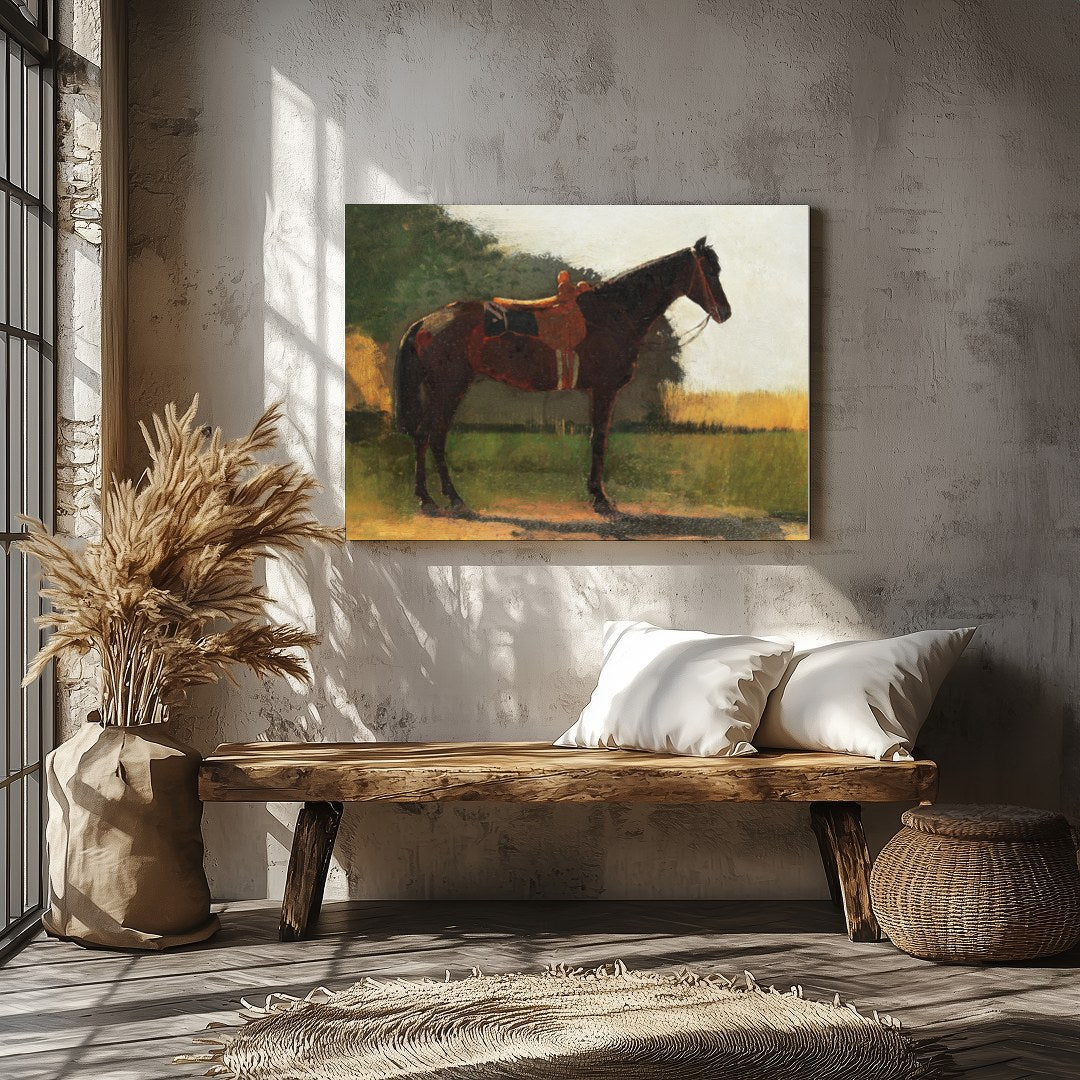 Immerse yourself in the tranquility of this captivating artwork featuring a majestic horse against for Veranda