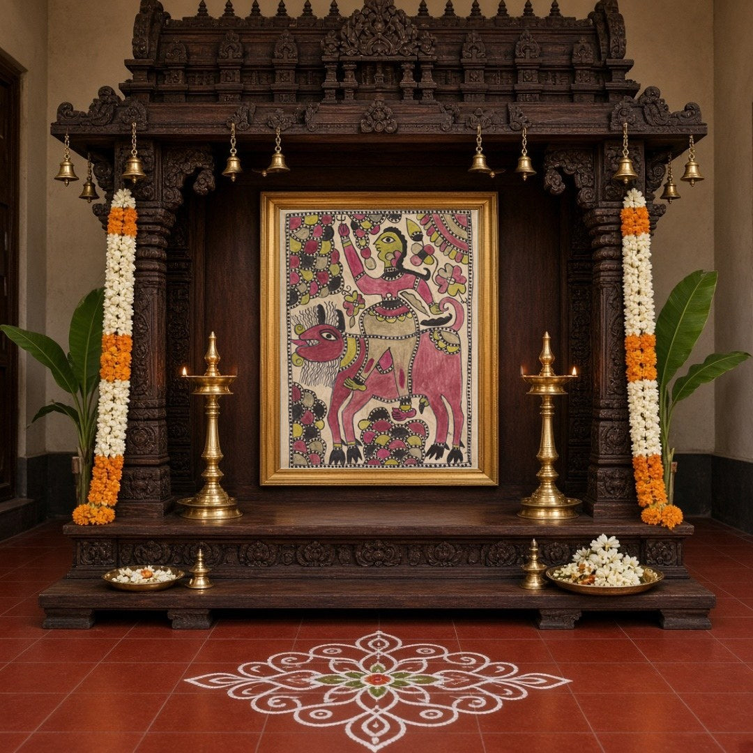 Immerse yourself in the spiritual majesty depicted in 'Majestic Essence,' where Lord Shiva rides for Home Temple