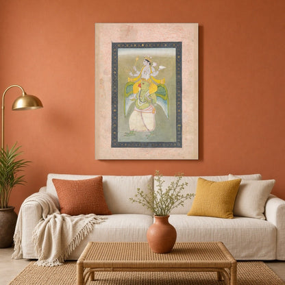 Experience the divine elegance of Lord Vishnu atop his celestial mount, Garuda, in this exquisite for Living Room