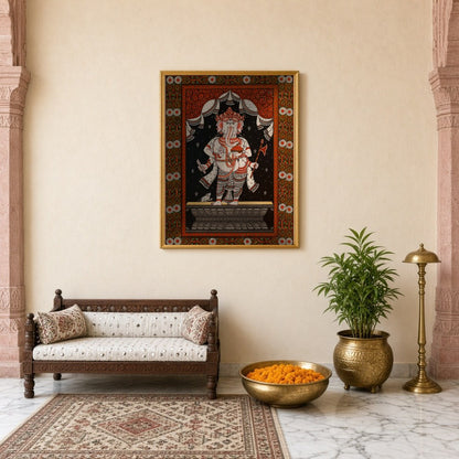 Immerse yourself in the divine energy with this captivating Pattachitra artwork featuring Lord for Entrance