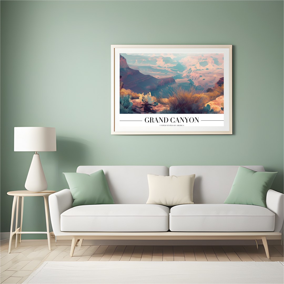 Immerse yourself in the breathtaking beauty of the Grand Canyon with this stunning wall art. The for Hall