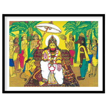 Celebrate spirituality and divine strength with this vibrant artwork featuring Lord Hanuman for home
